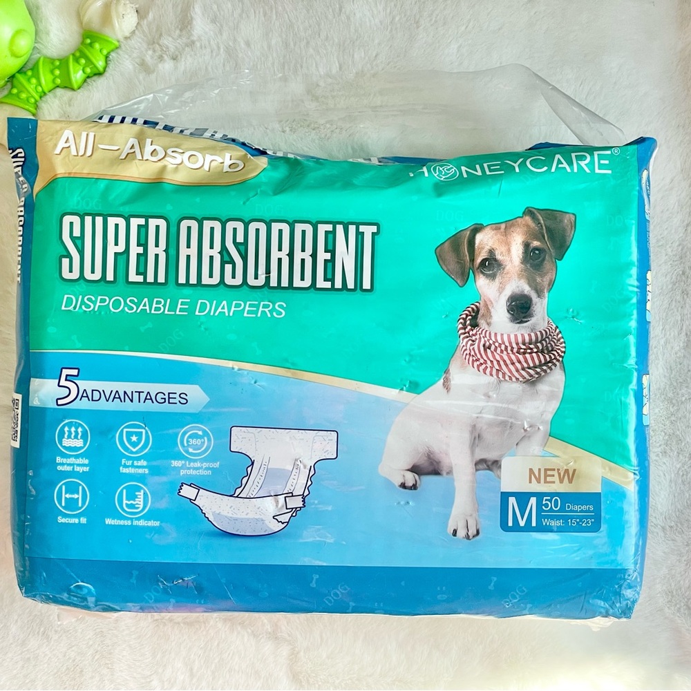 🐶New with tags HONEYCARE ALL ABSORB DISPOSABLE DOG DIAPERS SUPER ABSORBANT SZM